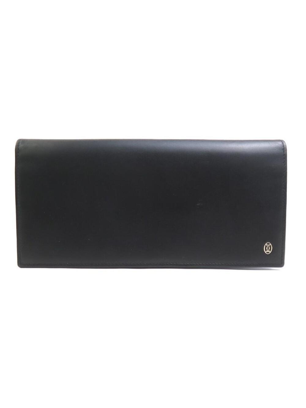 Auth Cartier Bifold Long Wallet Black #372189C11B